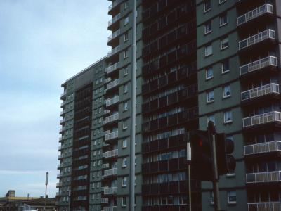View of Calder Court and Whifflet Court from Whifflet Street
