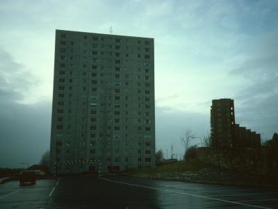 View of 150 Berryknowes Avenue on left and Moss Heights Avenue blocks on right