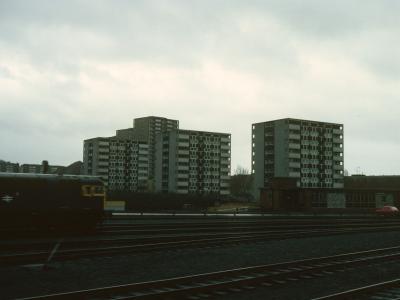 View of three 9-storey blocks on Carron Crescent
