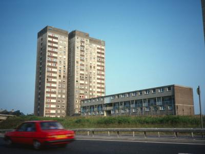 View of 18-storey blocks on Cranhill Estate