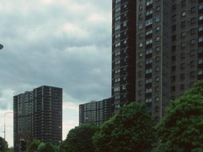View of 24-storey blocks in Laurieston