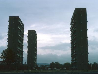 View of 23-storey blocks in Pollokshaws devlopment