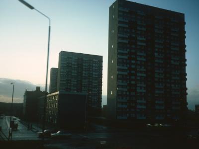 View of Torridon Court, Katrine Court, and Lorne Court from Cedar Street
