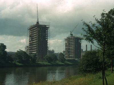 Hutchesontown Area 'B' blocks under construction