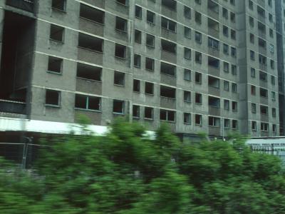 View of condemned 20-storey block in Sighthill