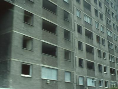 View of condemned 20-storey block in Sighthill