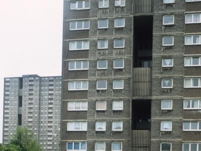View of 20-storey blocks in Sighthill