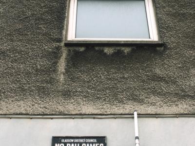 Detail view of 20-storey block in Sighthill