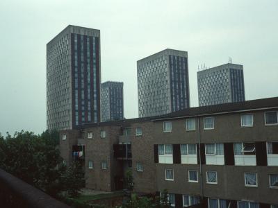 View of all four 23-storey blocks at Barbot Street redevelopment
