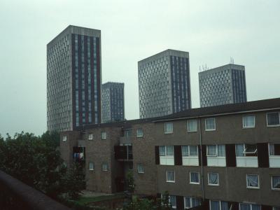 View of all four 23-storey blocks at Barbot Street redevelopment