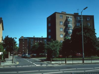 View of Walton House with Alma House in the background, from Fore Street