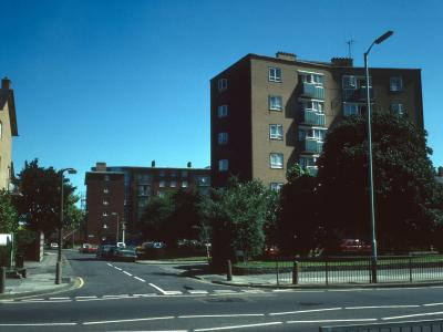 View of Walton House with Alma House in the background, from Fore Street