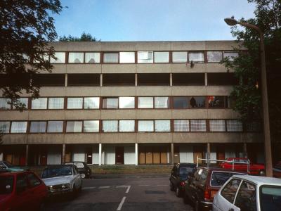 Sivill House in background and Dorset Estate in foreground from Diss Street/Stamp Street