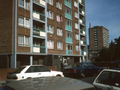 View of both 13-storey blocks on George Downing Estate