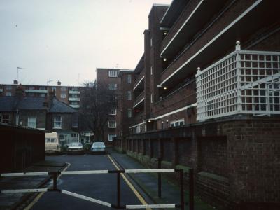 View of Calcott Court and Thackeray Court in background