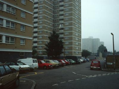View of Finsbury House and Newbury House with John Keats House in background