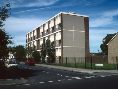 View of 1-24 Woodmead from corner of Grange Road and Northumberland Park