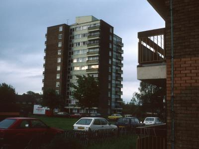 View of 11-storey block in East Finchley