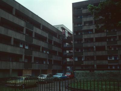 View of Priory Heights on Priory Green Estate from Wynford Road