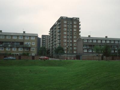 General view of Dovercourt Estate showing Ilford House (with Threadgold House in background)