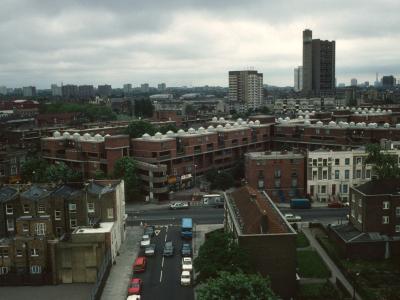 General view of Kensal New Town area with Trellick Tower, Hazelwood Tower, and Adair Tower