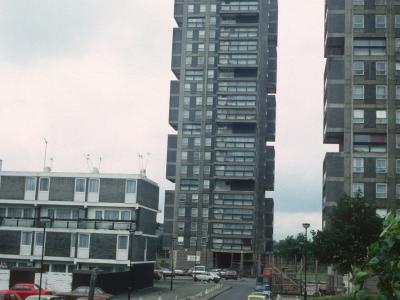 View of Amesbury Tower in foreground and Durrington Tower in background