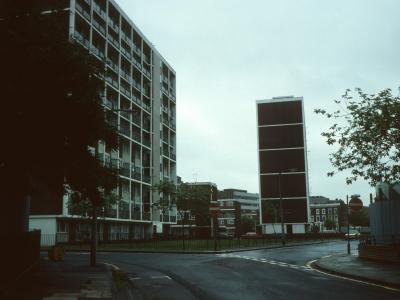 View of Duffell House in foreground and Waylett House in background