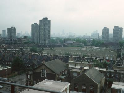 View of Ethelred Estate on left and Hurley Road blocks on right