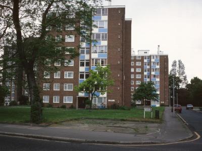 View of both Academy Gardens blocks from Lower Addiscombe Road