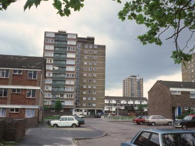 View of 12-storey block with Essex Tower in background