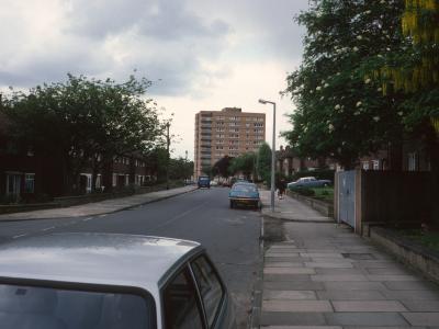View of one 14-storey block on Vicarage Estate