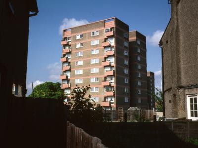 View of 9-storey block on Becton Place