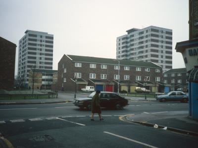 View of 12-storey blocks on High Path redevelopment