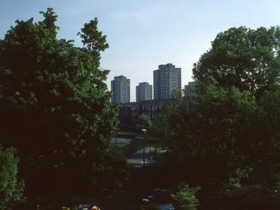 View of three 15-storey blocks on Brooks Road development