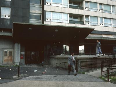 Entrance to 22-storey block at Carpenters Road
