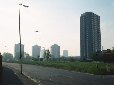View of Ferrier Point with 15-storey blocks on Beckton Road in background