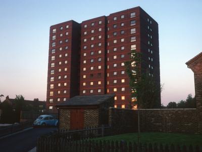 View of 13-storey block on Caxon Drive