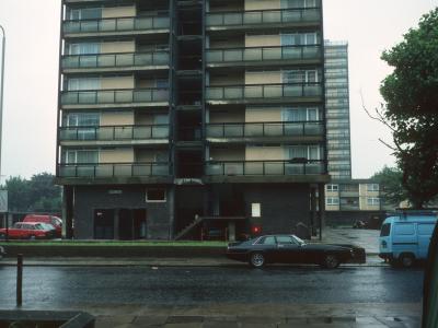View of Brydale House in foreground and Addy House in background