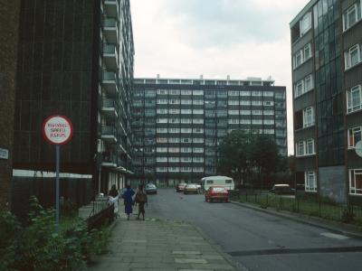 View of 11-storey and 6-storey blocks in Southampton Way Estate