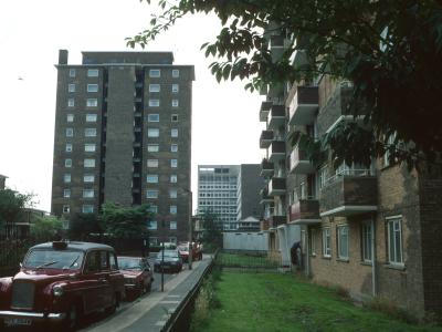View of Helen Gladstone House and Vaughan House (in foreground) from Nelson Square