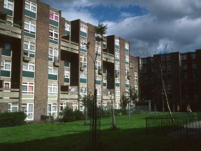 View of 6-storey blocks from St Peter's Square
