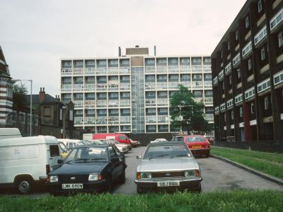 View of Kinsham House from South with 6-storey block in foreground