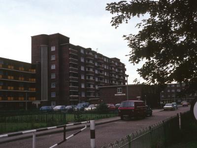 View of Jarman House (7-storey block) from Jubilee Street
