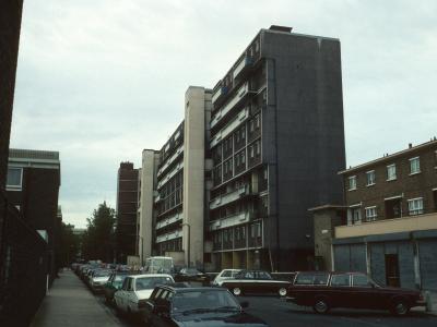 View of Hillary House on Teviot Street/Spey Street