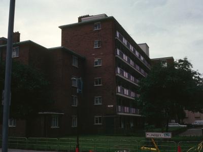 View of Wexford House and Mayo House from Lindley Street