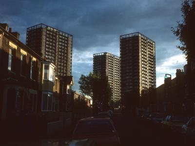 View of 22-storey towers on Oliver Close Estate