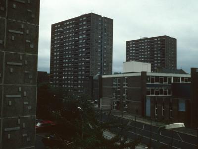 View of 18-storey blocks in South Kilburn Redevelopment Area