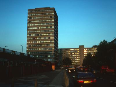 View of 17-storey and 9-storey blocks on York Road development