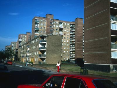 View of 10-storey and 11-storey blocks on Battersea Park Road development