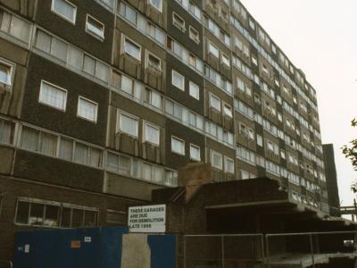 View of 13-storey block on Doddington Estate